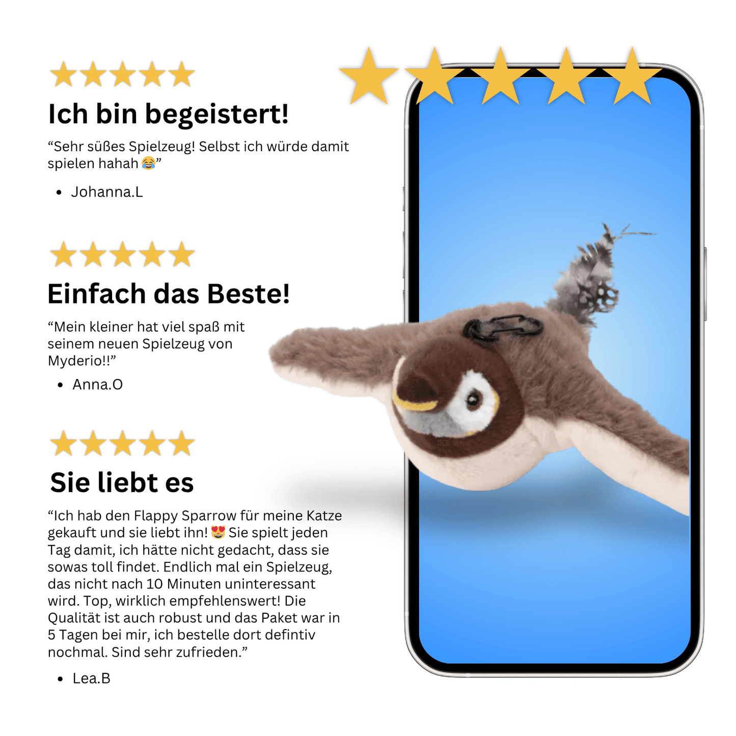 Flappy Sparrow™– Das Spielzeug, das Katzen wieder lebendig macht