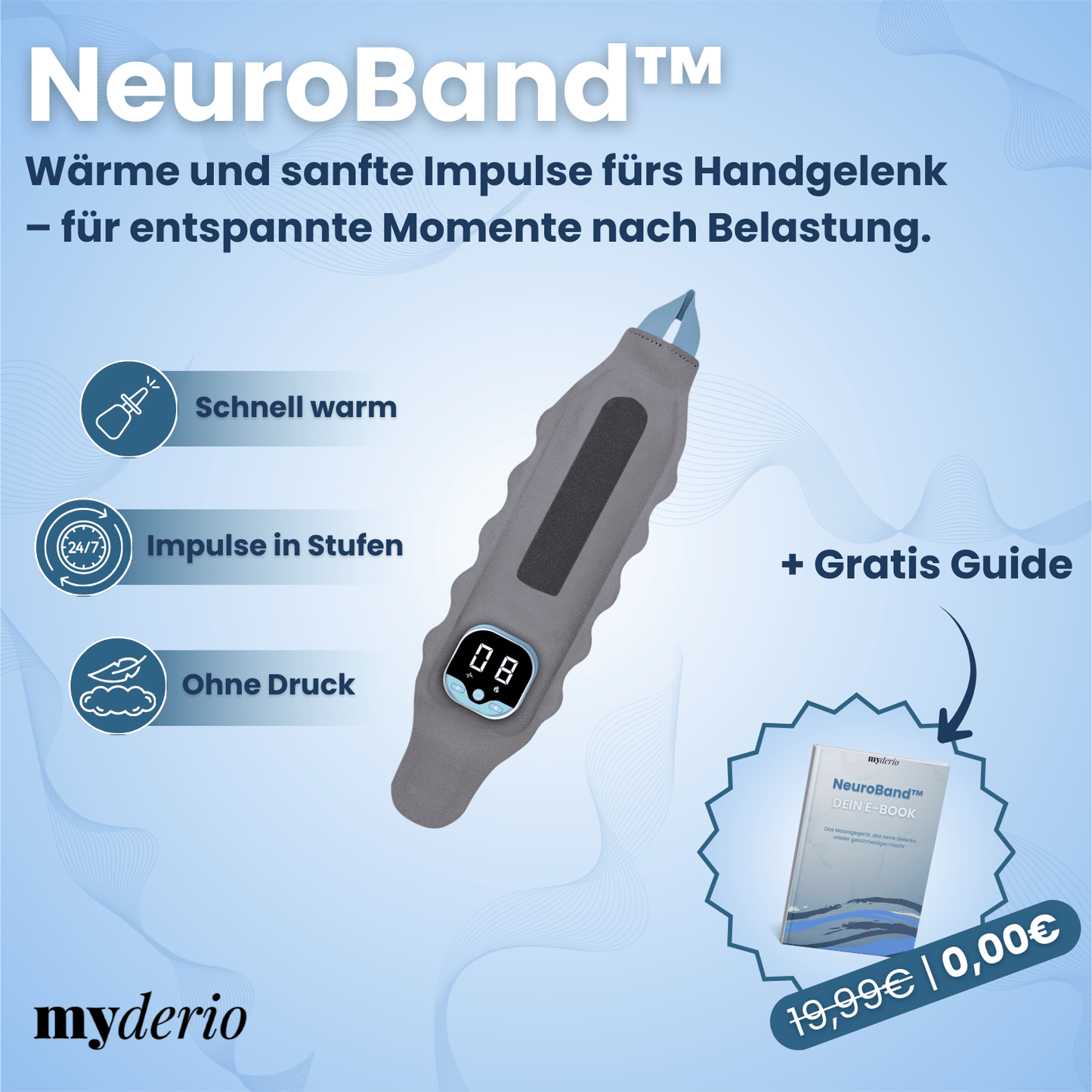 NeuroBand™ - für entspanntere Handgelenke im Alltag, ganz bequem Zuhause.