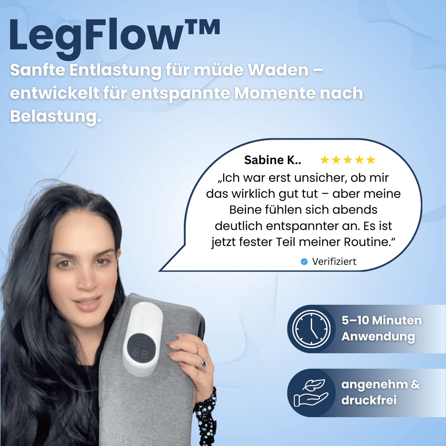 LegFlow™ - Luftdruck- & Wärmemassage für müde & angespannte Beine