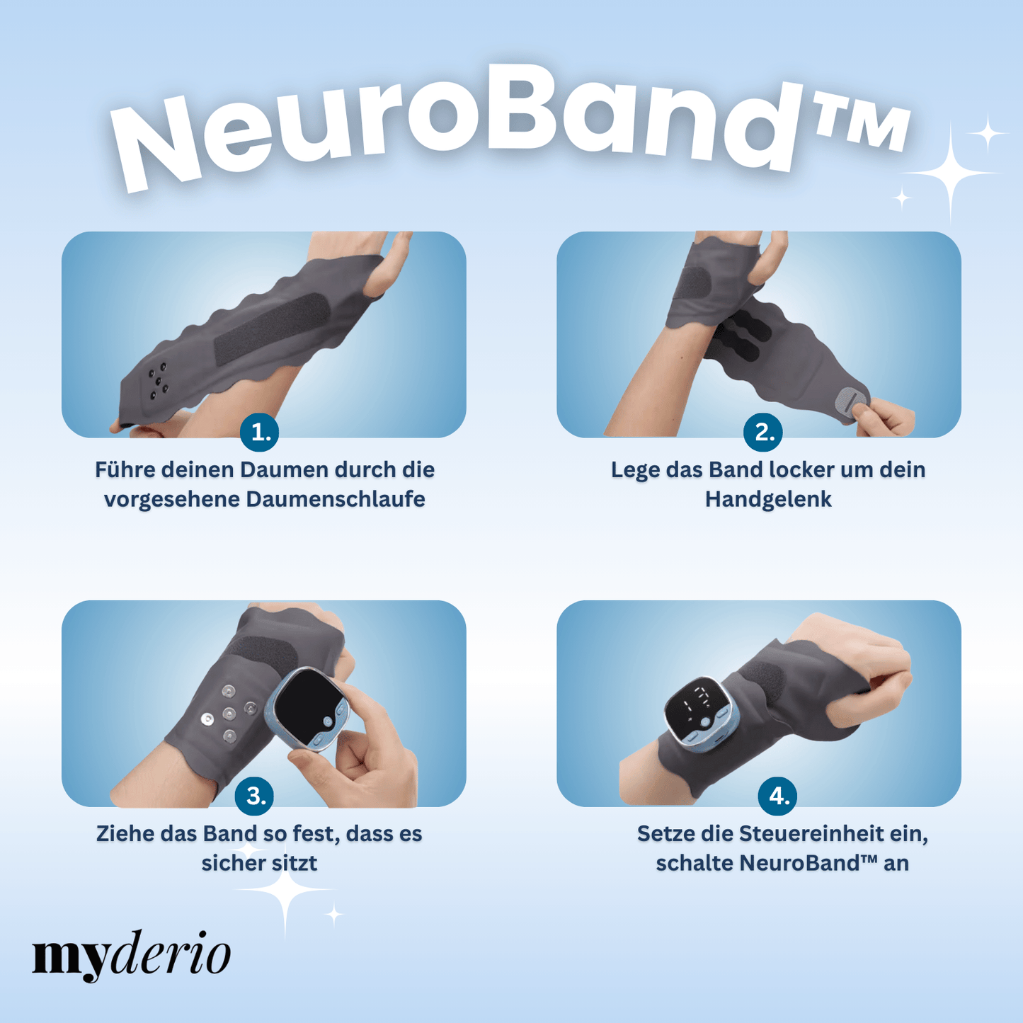 NeuroBand™ - für entspanntere Handgelenke im Alltag, ganz bequem Zuhause.
