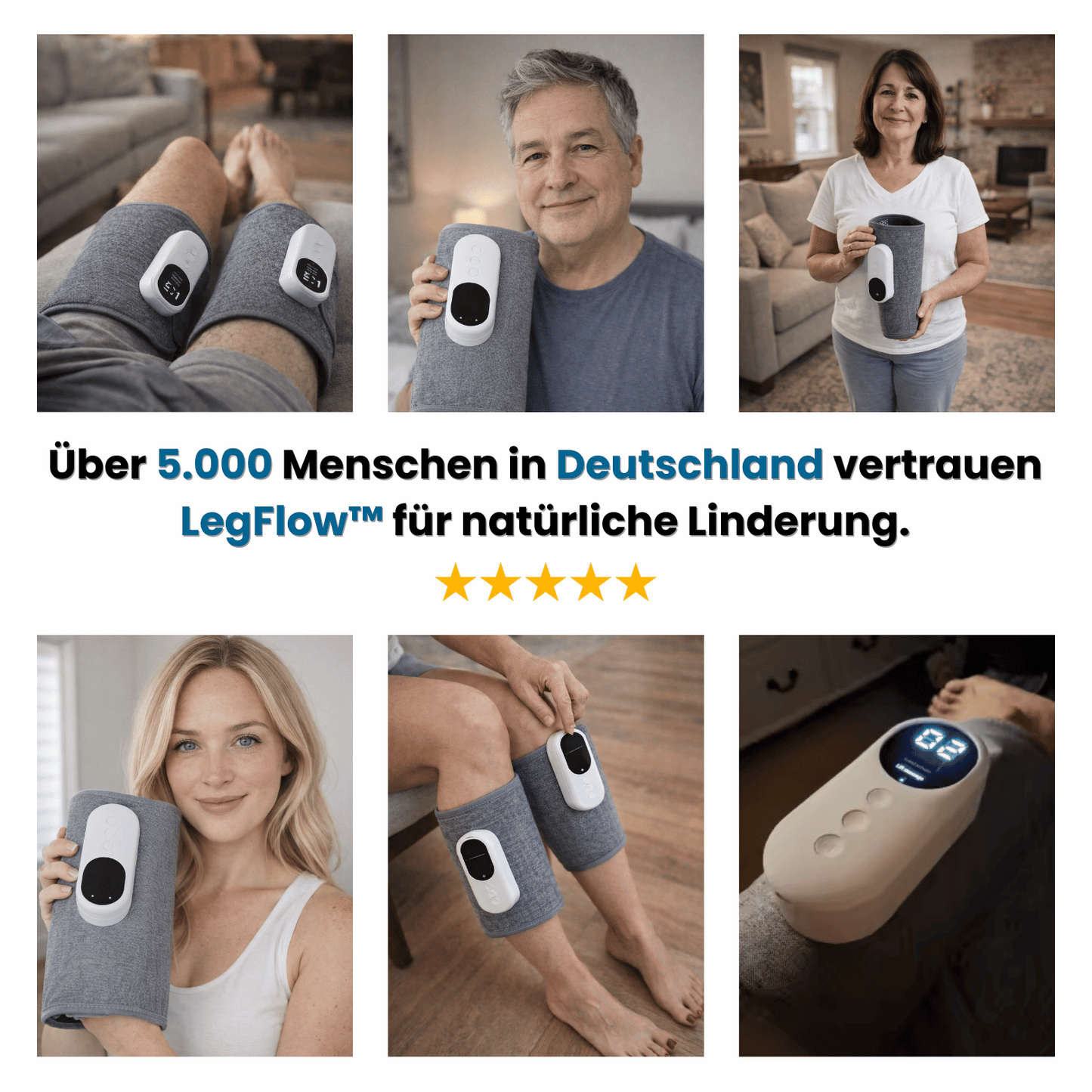 LegFlow™ - Luftdruck- & Wärmemassage für müde & angespannte Beine
