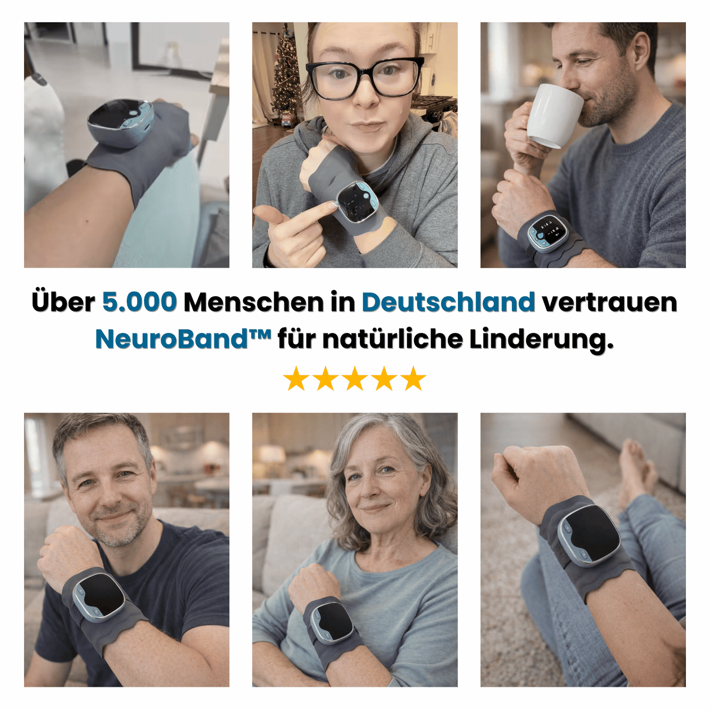 NeuroBand™ - für entspanntere Handgelenke im Alltag, ganz bequem Zuhause.