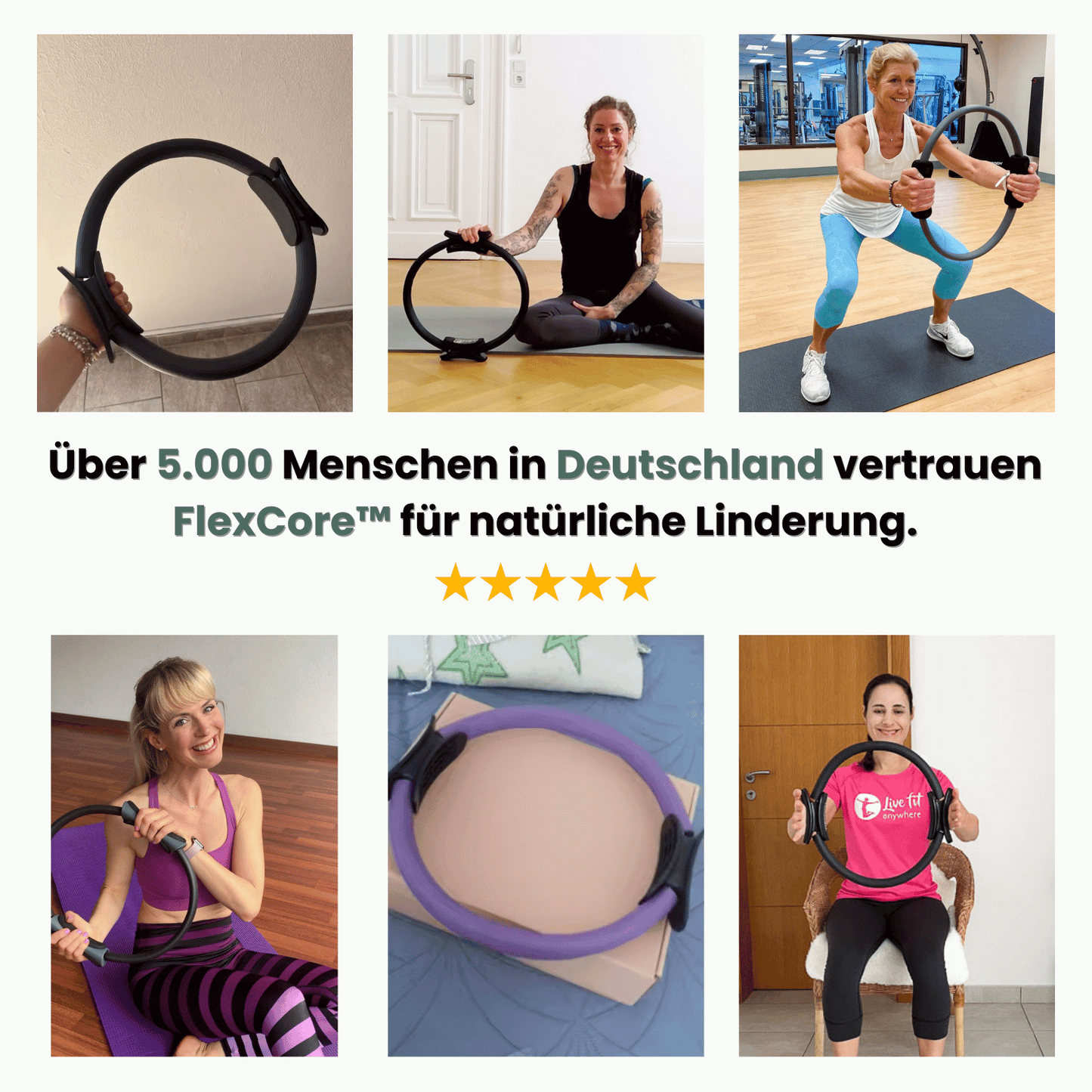 FlexCore™ – Yoga Fitnessring mit Doppelgriff
