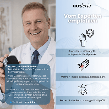 NeuroBand™ - für entspanntere Handgelenke im Alltag, ganz bequem Zuhause.