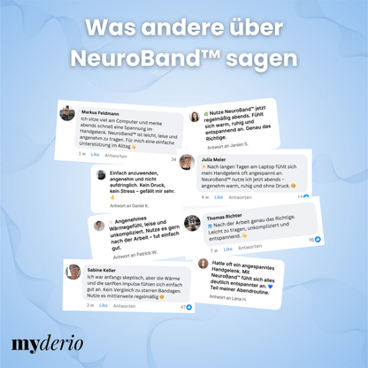 NeuroBand™ - für entspanntere Handgelenke im Alltag, ganz bequem Zuhause.