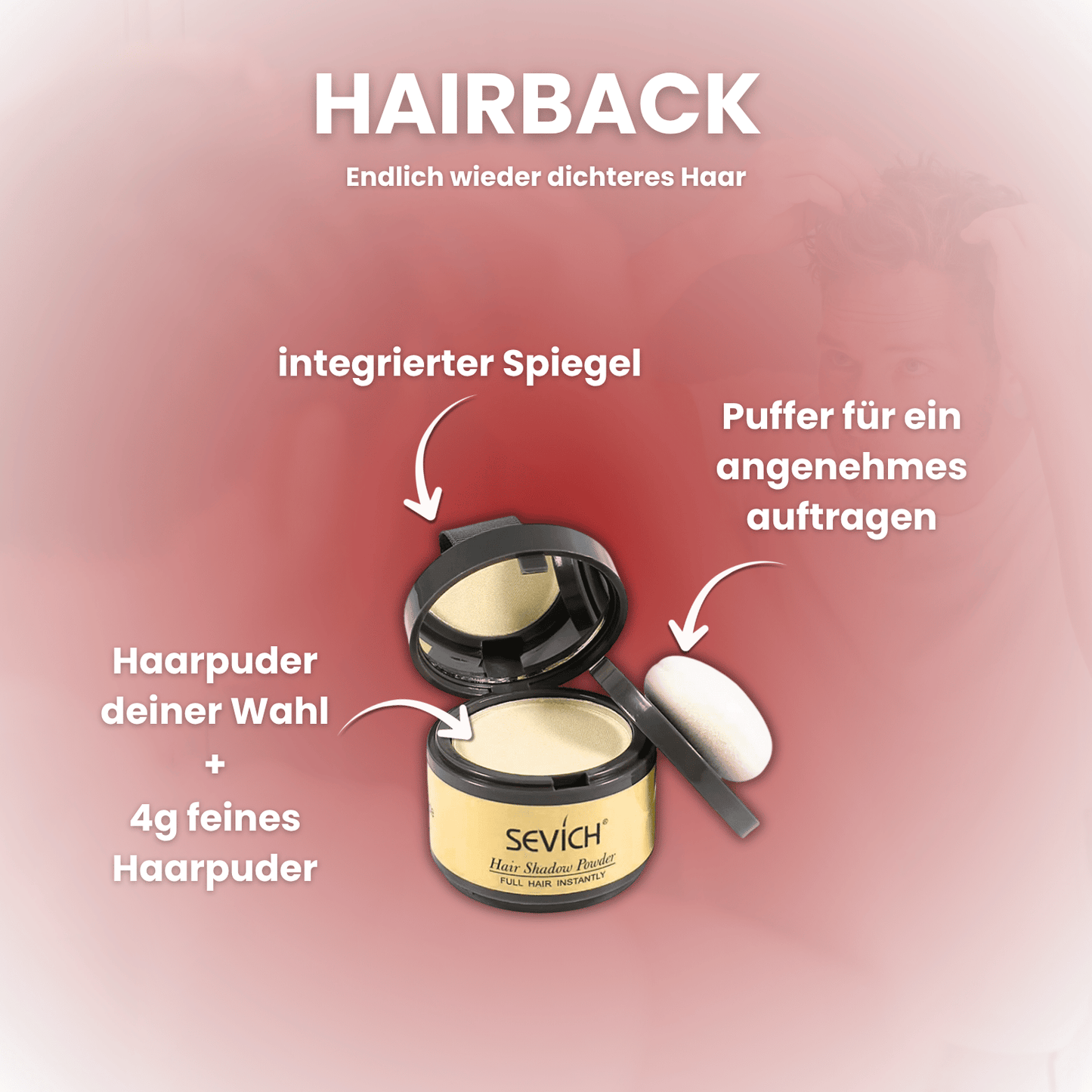 HAIRBACK - Das Haarpuder für sofort sichtbare Dichte